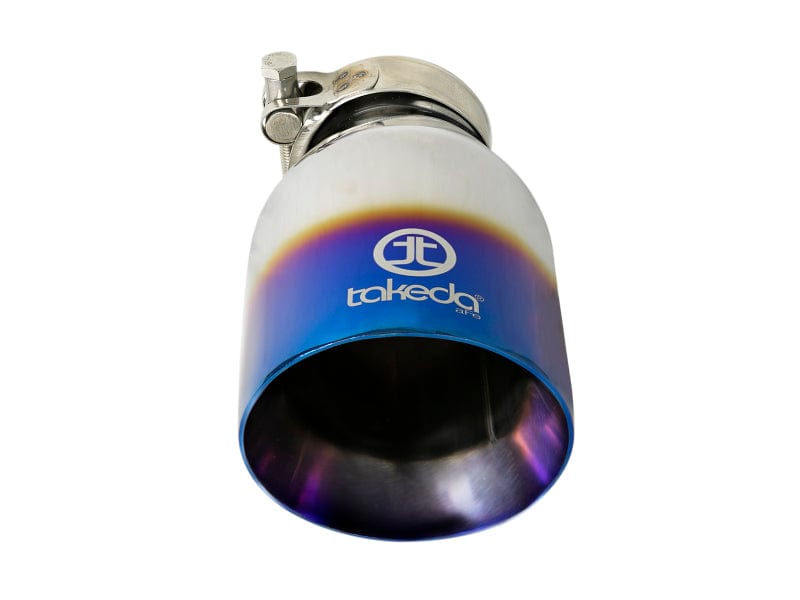 aFe aFe Takeda 304 Stainless Steel Clamp-On Exhaust Tip 2.5in Inlet / 4in Outlet - Blue Flame AFE49T25404-L07