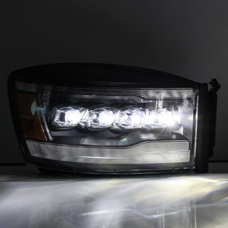 AlphaRex AlphaRex 06-08 Dodge Ram 1500HD NOVA LED ProjHeadlights Plank Style Blk w/Seq Signal/DRL/Amber LED ARX880536