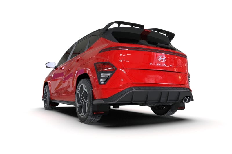 Rally Armor Rally Armor 2024 Hyundai Kona N Line Black UR Mud Flap - Metallic Black Logo RALMF103-UR-BLK-MBK