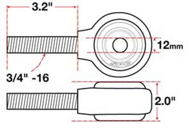 SPC Performance SPC Performance X Axis Sealed Flex Joint LH 3/4in-16x12mm BH x 2in W SPC15733